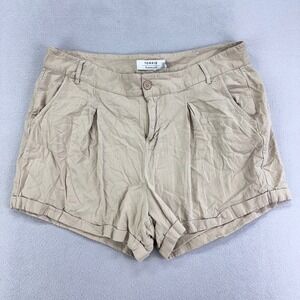 TORRID Linen Shorts Womens 16 Khaki High Rise Pleated Lagenlook NWOT‎